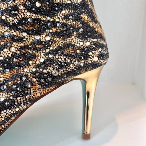 NEW Betsey Johnson Brea Leopard Rhinestone High Boots - Size 9.5 - Picture 8 of 12